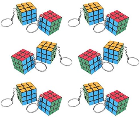 EFG Housewares Birthday Party Loot Bag / Pinata Fillers - 12 x Puzzle Cube Colourful Key Ring