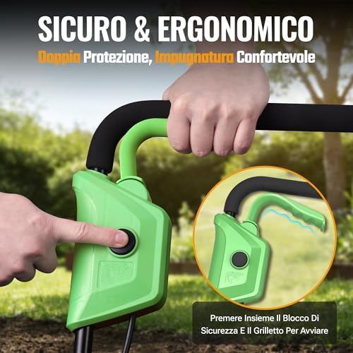 X Motozappa Elettrica Senza Fili 40V, Lavoro 30 cm x 20 cm, doppia Batteria 4000 mAh, Manubrio Pieghevole, Ruote Regolabili in 4 Posizioni - Compatta e Silenziosa per Giardino, Orto e Frutteto