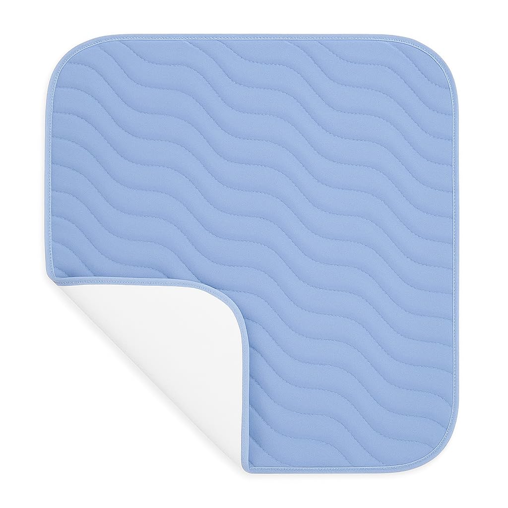 ComfortCare Eco Blue, Washable Incontinence Pad, 100% Waterproof Bed Protector Sheet, 60 x 60 cm