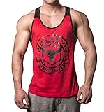 Iron Bull Strength Stringer - Bodybuilding Tank Tops - Singlet Gym Sleeveless Shirts (Large, Red)