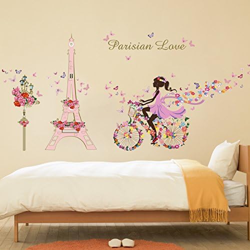 MiniWall Quarters Bedroom Self-Adhesive Wall Posters Living Room Background Wallpaper Romantic Flower Girls The Rooms Are Decorated In A Removable Sticker,Riding On A Bicycle Flower Fairies",King