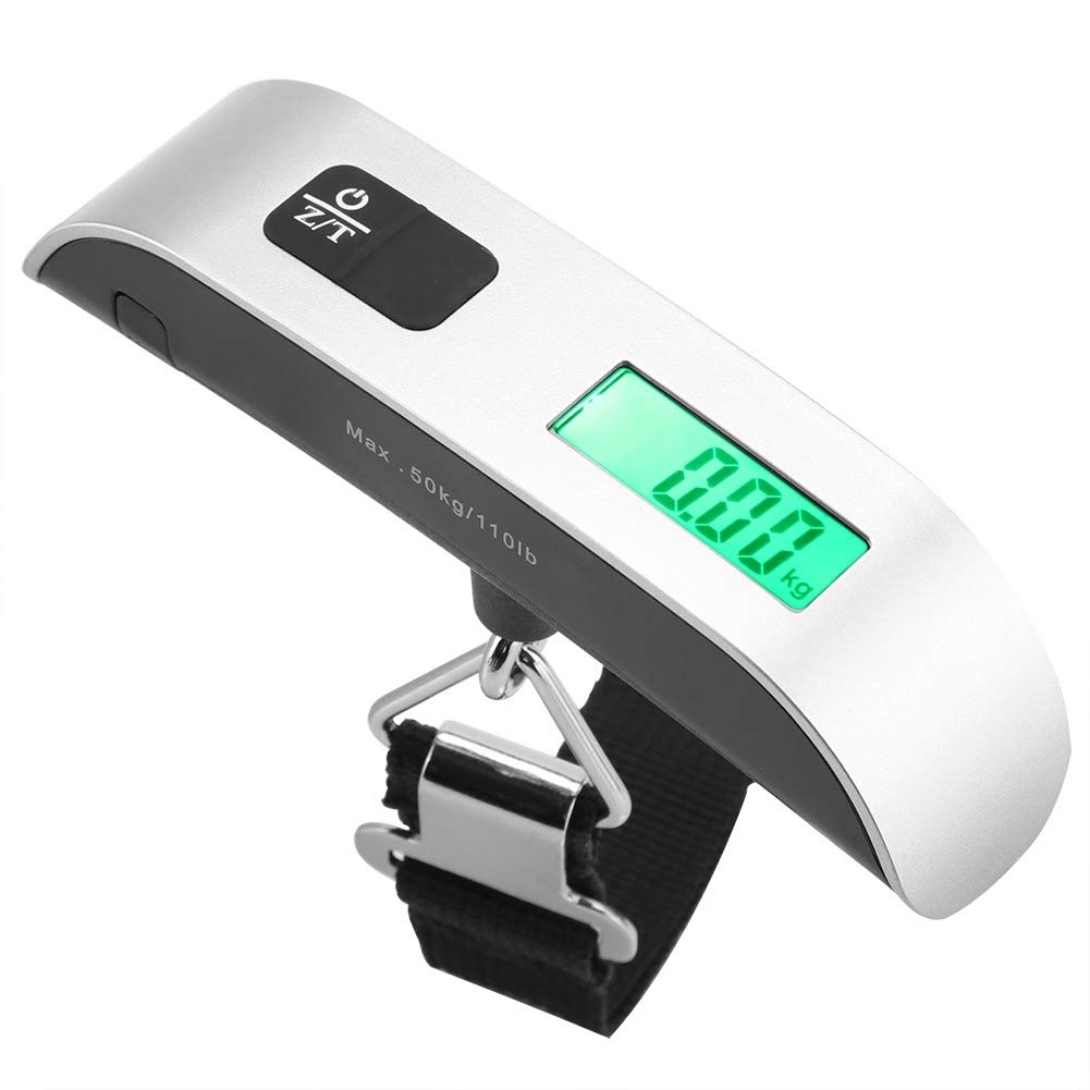Pocket Weighting Scale,Ultra Portable Digital Hanging Luggage scale with Mini Size LCD Display, Room temperature display, low power indication and overload function Max. Load 50Kg