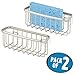 mDesign Kitchen Sink Suction Caddy Holder Organizer for Sponges, Scrubby, Scrub Brushes, Soap Utensil Organization - Pack of 2, Satin