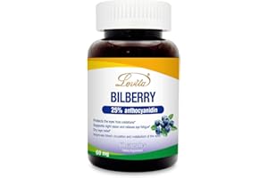 Lovita Bilberry Extract, 60 mg Extra Strength 100:1 Concentrate, Standardized to 25% Anthocyanins for Eye Health & Vision Support, 60 Vegan Capsules