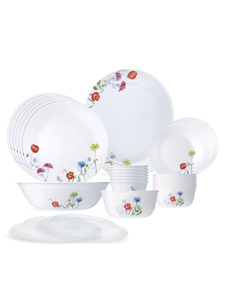 Corelle Daisy Field Glass Dinnerware Set, 30-Pieces, Multicolor