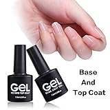 Base Coat and No Wipe Gel Top Coat Set, Renstom UV LED Soak Off Gel Nail Polish Kit with 2Pcs