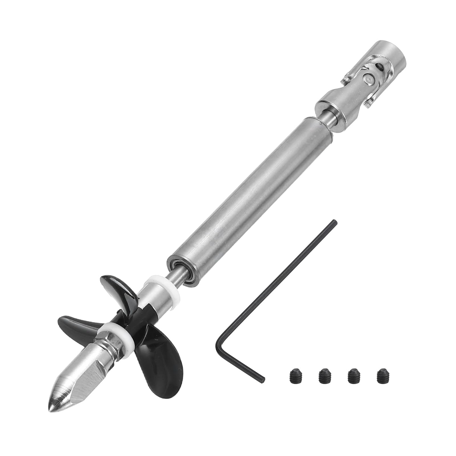 sourcing map Drive Shaft W Propeller and Universal Joint for RC Boat Coupler Assemble Kit, L100mm Shaft, L25mm Sleeve, D36mm Three Propeller, Fit for 2.3 mm Motor Shaft