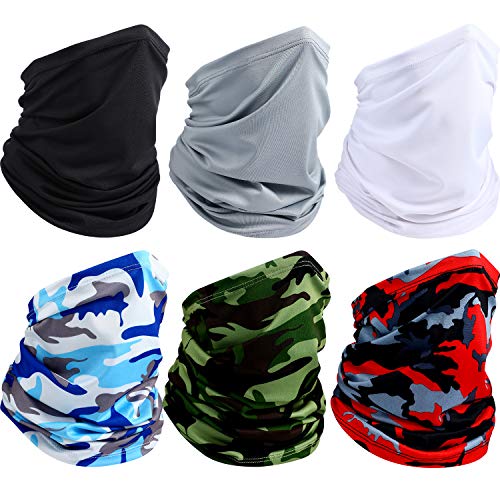 6 Pieces Summer Neck Bandana UV Sun Protection Elastic Neck Gaiter Face