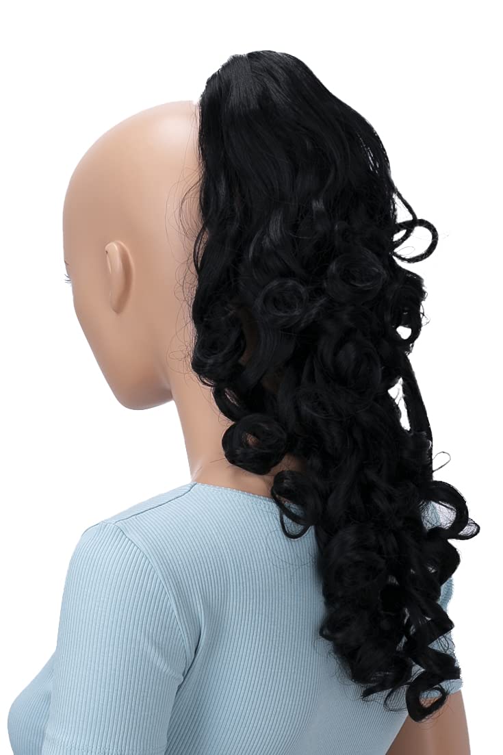 CAISHA 16" Hairpiece Ponytail Extension Butterfly Clip Voluminous Wavy Black H63 — image 1