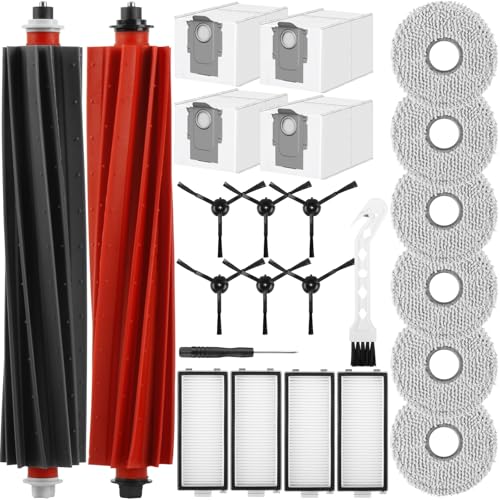 Replacement Accessory Kit for Roborock Q Revo Master/Q Revo Slim, 1 Pair of Main Brushes, 4 Filters, 4 Dust Bags, 6 Cloths, 6 Side Brushes, 1 Small Brush