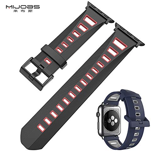 MIJOBS Compatible for Apple Watch 38mm 42mm 40mm 44mm, Soft Silicone Sport Band iWatch Bands Replacement Wrist Strap for iWatch Series 4/3/2/1