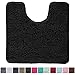 Kangaroo Chenille Toilet Bath Rug, Oval U-Shape Contour Mat, Soft Absorbent Contoured Mats for Toilets Base and Bathtub, Machine Wash, Microfiber Dries Quickly, Plush Bathroom Rugs for Kids Tub, Black