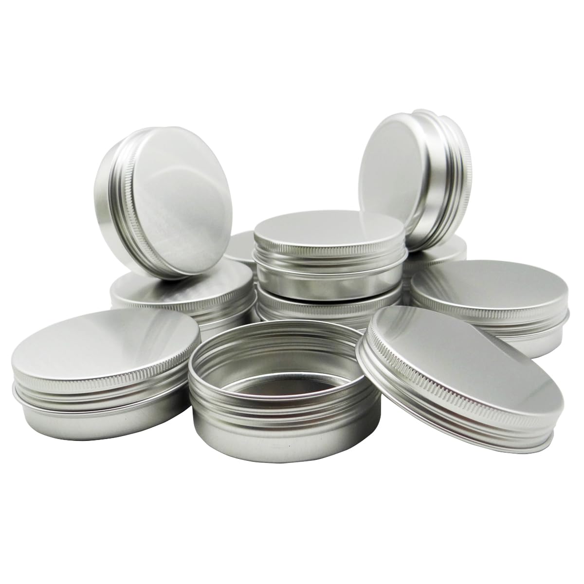 Wopanxye 10pcs 60ml Round Lip Balm Tin Cans, 60 Gram Aluminum Tins Cosmetic Sample Containers with Screw Lid, 60g Metal Empty Tins Storage Travel Jars for Salves, Lip Balms, Face Cream, Candle, Tea