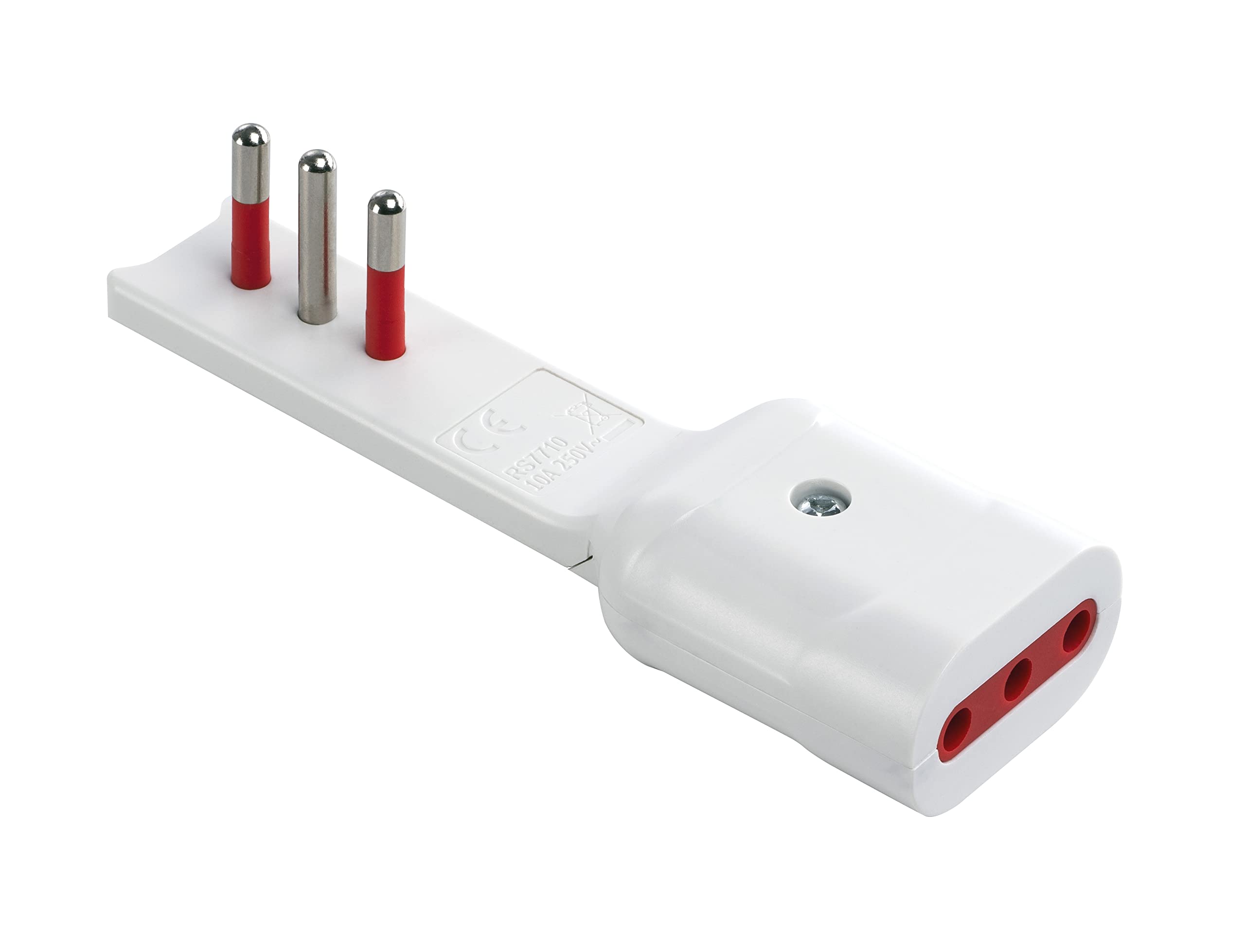 ROSI Le Aazzoni Store Adapter 90° Ultra Flat 10A 2P + T Socket 10A 2P + T White Series Emilia Flat