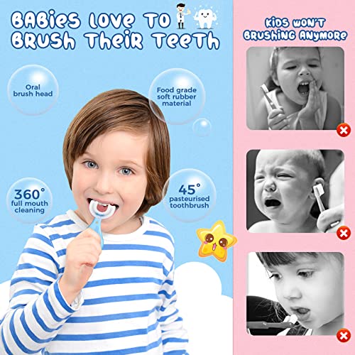 Kids U Shaped Toothbrush Food Grade Soft Silicone Brush Head,UType 360° Oral Toothbrush