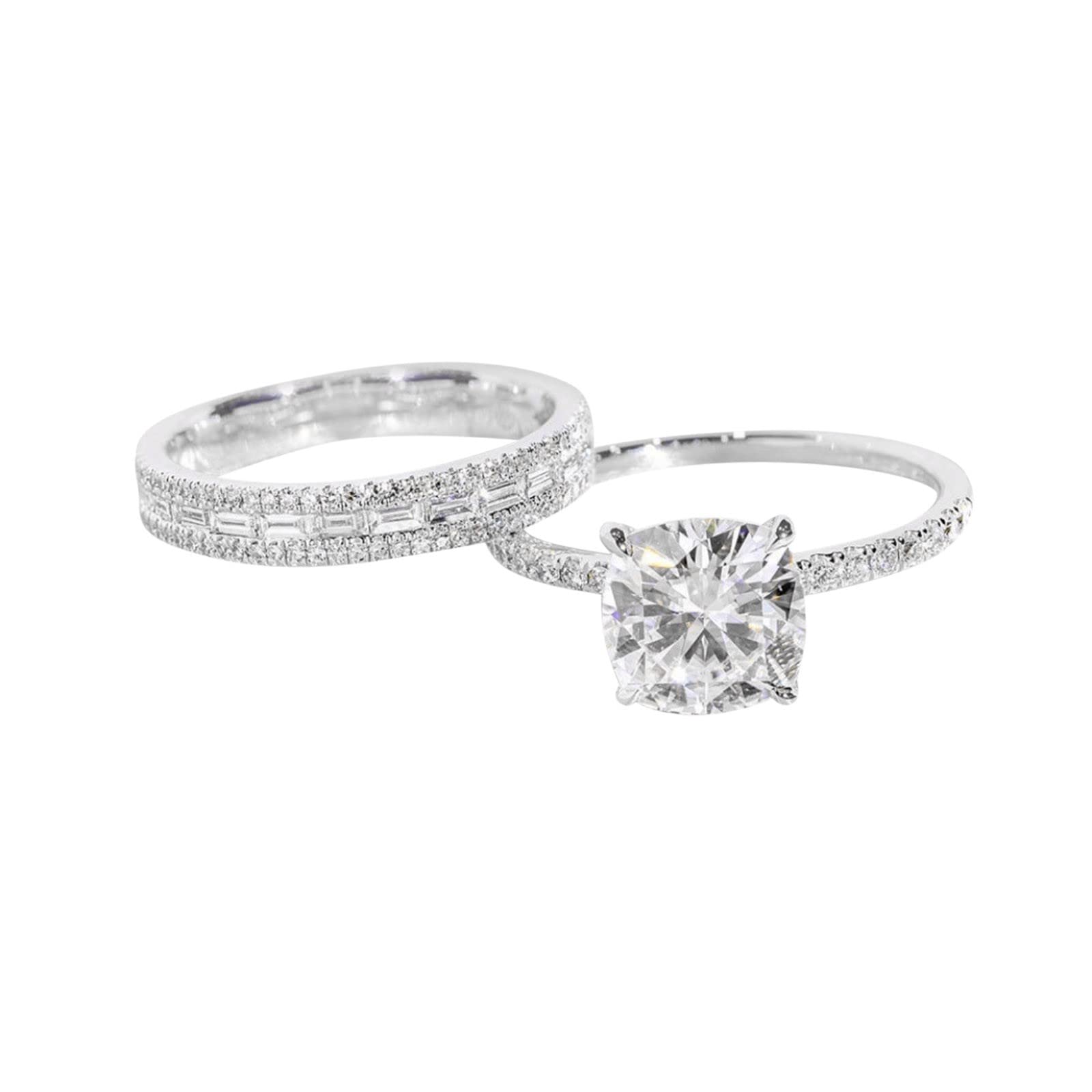 SWEETSHION 2PCS Couple Diamond Rings, Luxury