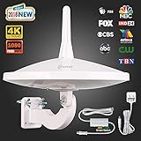 ANTOP UFO 720&deg; Dual-Omni Reception Outdoor HDTV Antenna 65 Mile Range with Smartpass Amplified & Built-in 4G LTE Filter Fit Indoor/Outdoor/RV/Attic Use for Enhanced VHF/UHF(33ft Coaxial Cable) AT-415B