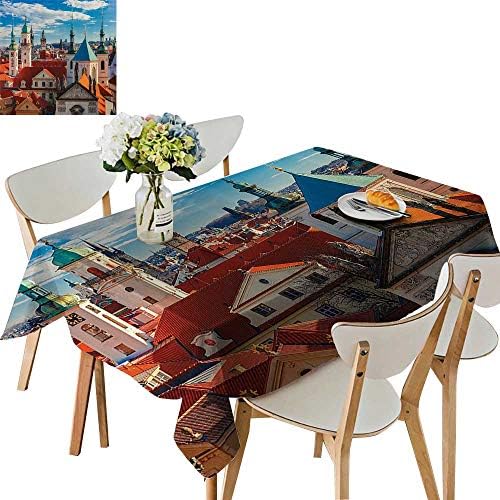 UHOO2018 100% Polyester Tablecloth Domes of Churches ll Tower of The Old Town Hall Powder Tower Czech Republic Square/Rectangle Multicolor,54 x120inch.