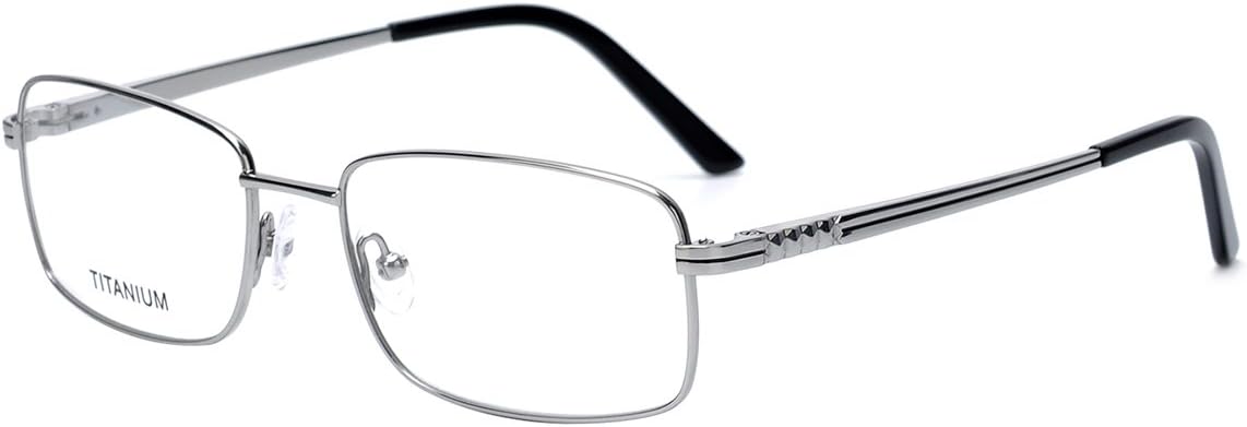 DUKEROY Full Rimmed Glasses Frames Men Women Titanium Optical Eyewear 3 Colors Gold Silver Gun Set of 1 16038 (Bright Silver)