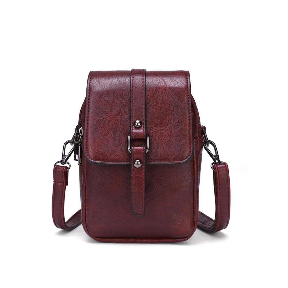 Photo 1 of myfriday Vintage Crossbody Phone Bag for Women, Small Leather Shoulder Purse and Handbag with Tassel&Rivet Decoration