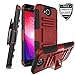 LG X Power 2 Case/LG Fiesta 2 LTE/LG X Charge/LG Fiesta LTE with [Tempered Glass Screen Protector] Built-in Kickstand Swivel Combo Holster Phone Belt Clip Heavy Duty Shockproof Case(PC-Red)