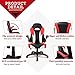 Homall Gaming Office Computer Racing Desk Ergonomic High Back Adjustable Swivel PU Leather Executive Chair for Adults with Flip Up Padded Arms (Red)