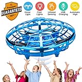 Hand Operated Drones for Kids, Mini Drone UFO Kids Drone with LED Lights, Levitation Drones Flying Ball Drone Toy 360°Rotating Helicopter with Infrared Sensor for Boys Girls Adult Indoor Outdoor Blue