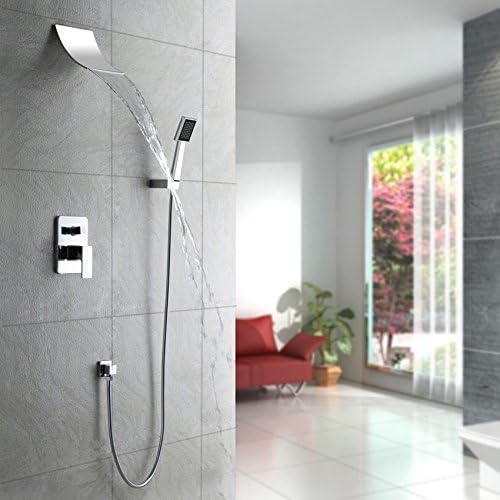 Homili Modern Waterfall Shower Head System&amp;Handheld Shower Faucet Set Wall Mounted
