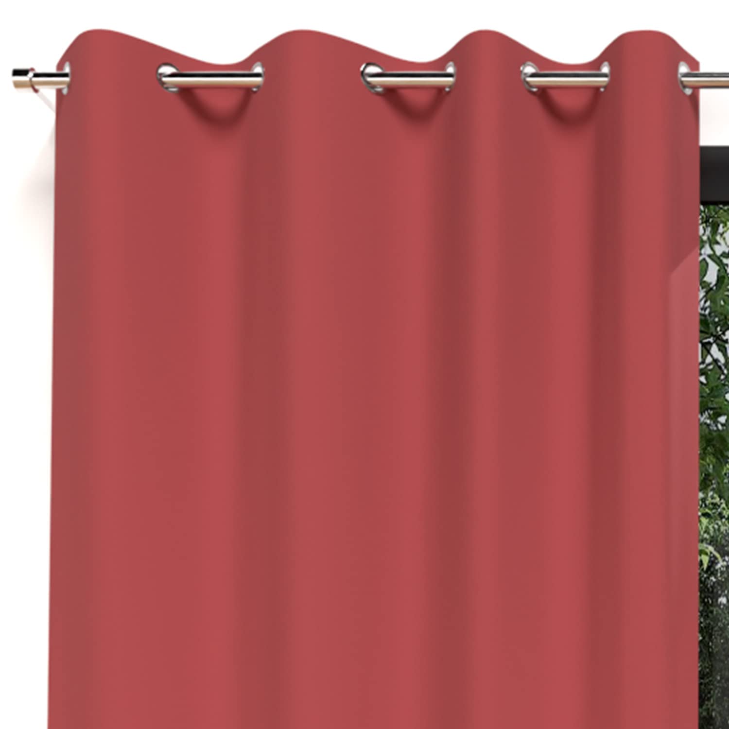 ALIX RED non-crease EYELET CURTAIN 135x250 cm โ image 1