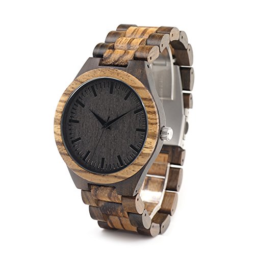 BOBO BIRD D30 Mens Bamboo Wooden Watch With Full Wood Links in Bamboo Box