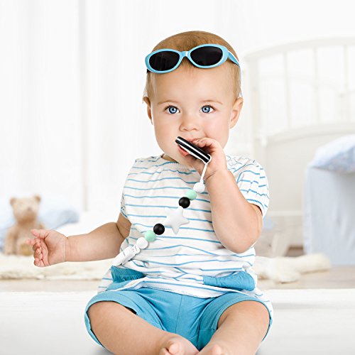 Vakoo Teether Pacifier Clip, Baby Teething Toys with Clip,Cookie Teether Holder, Silicone BPA-Free|Food-Grade Infant Toddlers Newborn Chewing Gifts
