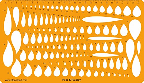 Stencil - Jewellery Designers' Template - Pear, Teardrop and Paisley Shapes - 27 x 15.5 cm - 10.5