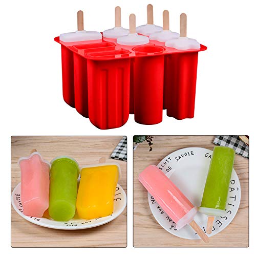 Silicone Popsicle Mold, 3-Shape, 9-Cavity Homemade Ice Pop Mold Ice Cream Mold, Easy to Pop Out & BPA Free - Thumbnail 5