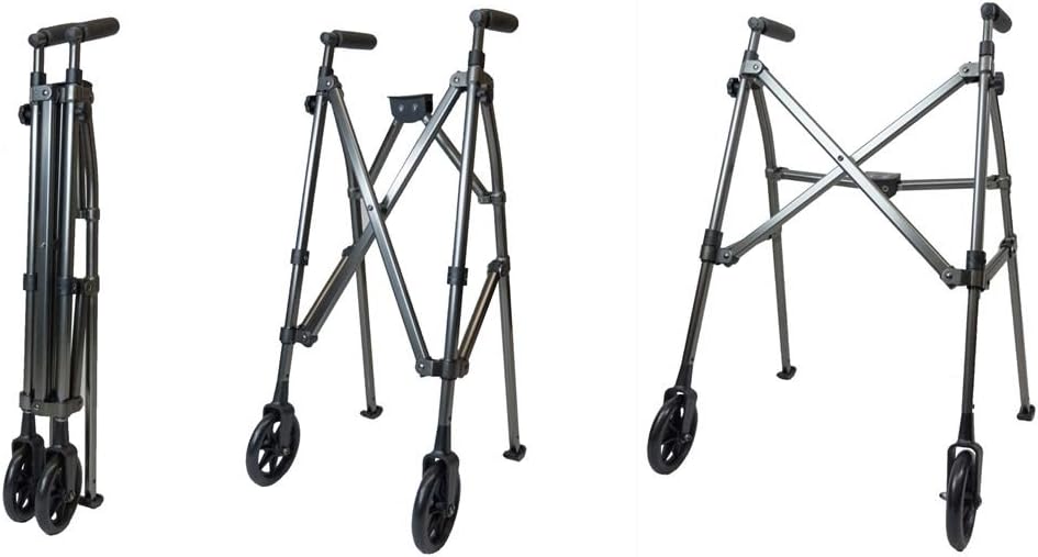 Able Life Space Saver Walker, Lightweight Folding 2 Wheel Rolling Walker for Seniors with Fixed Wheels, Black Walnut: Health & Personal Care