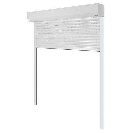 Rolltor Typ: Corner, 52mm Aluminium-Lamelle 250x250cm mit Motor, weiß (ähnlich RAL 9010), Bedienseite: Links