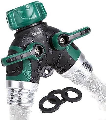 DAISEN 2 Way Hose Splitter Water Saving Garden Hose Connector with 3 Rubber Washers Great Helper for Summer Watering (2 Ways)