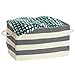 mDesign Knit Closet Storage Organizer Bin for Clothing, Towels, Handbags, Blankets, Linens - Gray/Ivory