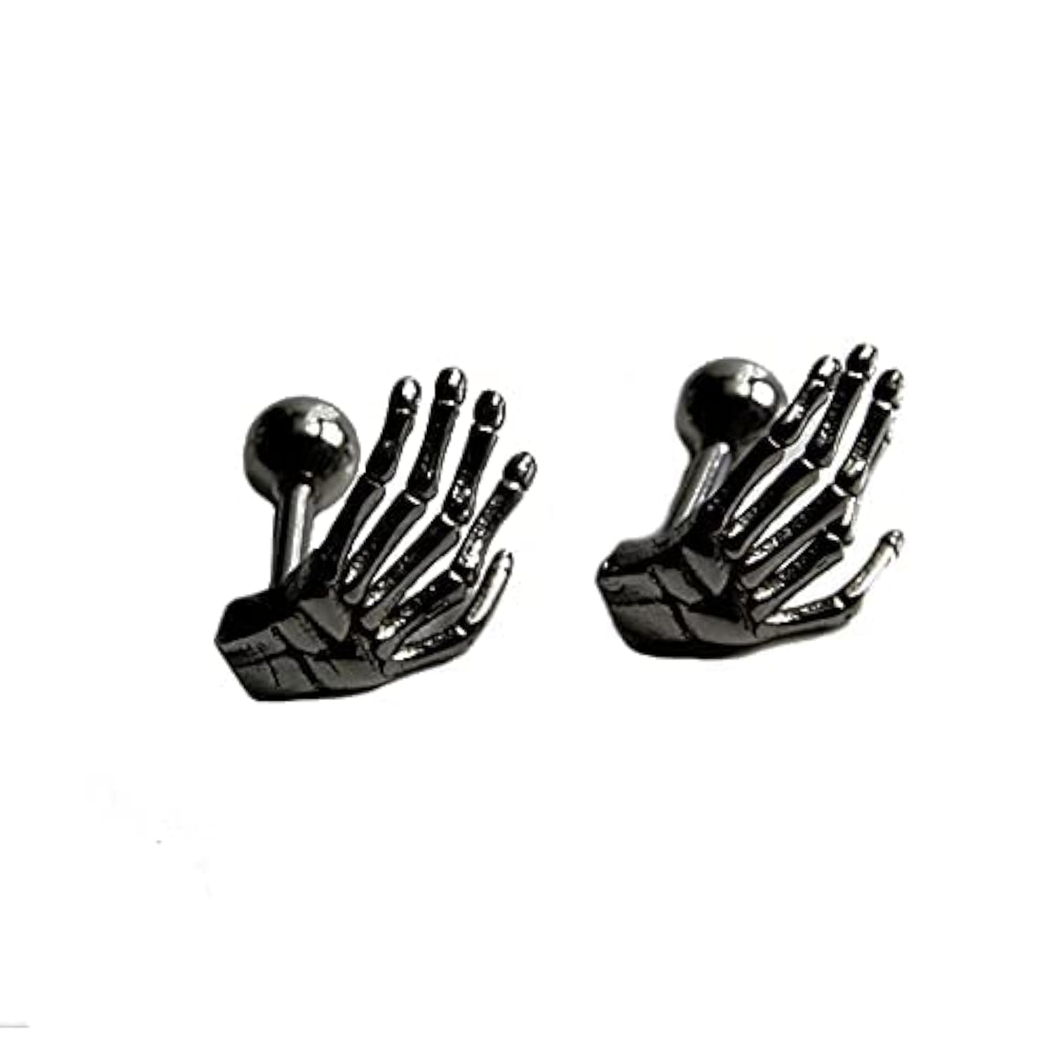 Gothic Skull Skeleton Hand Stud Earrings for Women Girls Mens 16G Stainless Steel Hypoallergenic Helix Screw Back Cartilage Piercing Earring Studs Ear Tragus Birthday Punk Jewelry Gifts (Black)
