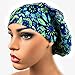 Womens Surgical Scrub Hat OR Nurse Cap Euro Style Purple, Blue, Green Floral Print Bouffant Cap