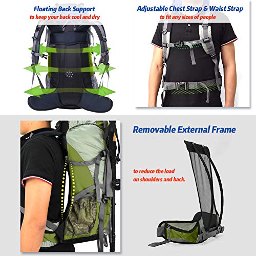 novosun Hiking Backpack 50L Waterproof,Lightweight Camping Backpack for Men Women Youth Backpacking Backpack with Rain Cover External Frame Travel Backpack for Hiking Camping Climbing Outdoor Travel - Thumbnail 5