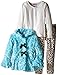 Little Lass Little Girls' 3 Piece Faux Fur Jacket Set Sequin