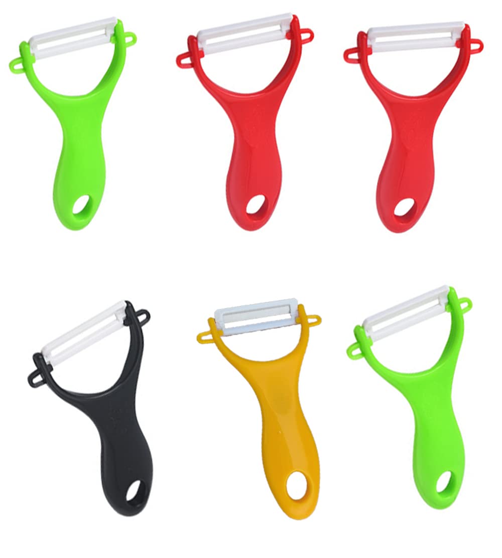 Pack of 6 Vegetable Peelers, Ceramic Peeler for Cucumber, Potato, Aubergine, Apple, Pear.