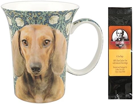 Dachshund Crest Coffee Mug in a Matching Gift Box and 6 Tea Bags, Bundle 2 Items