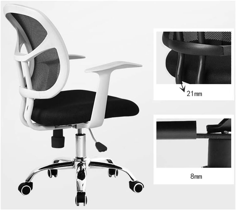 JRPS Drafting Chair Steel Back Support Desk Chair Mid-Back Computer Chair Quiet Casters 8Mm Connecting Plate Steel Base Cozy/White