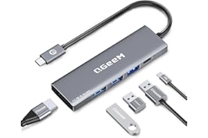 QGeeM USB C Hub 5 in 1 Multi-Port Digital AV Adapter 4K HDMI, 100W Power Delivery, 3 USB-A Data Ports, USB C Dongle for MacBook Pro/Air, iPad Pro, iMac, iPhone 15 Pro/Pro Max, XPS, Thinkpad and More.