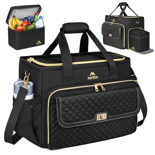 MATEIN Teacher Bag with Lunch Box, Large Teacher Tote Bag for Women Work with Accordion File Organizer & Insulated Pocket, 17.3 inch Laptop Tote Computer Briefcase for Office, College, Nursing, Black