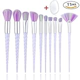 Unicorn Makeup Brushes Set 11pcs- Unicorn Brushes Gifts with Silicone Makeup Blender for Face Foundation Powder Eyeshadow Cosmetic Brushes Beauty Tools Kits