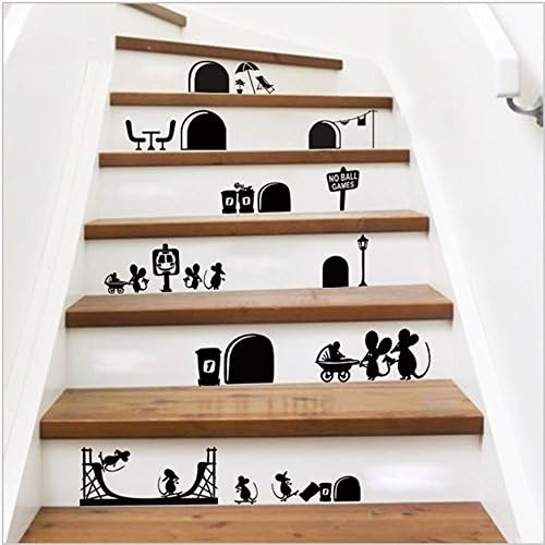 MENO Lovely Cartoon Mouse Wall Stickers Diy Family Room Decoration Vinyl Home Decal (Black)