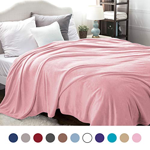 Bedsure Fleece Blankets Bedspread Queen Size Pink Extra Large Bed Fleece Blankets Super Soft