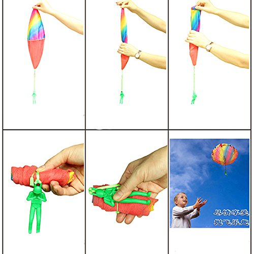 Kvvdi 10 Pcs Kids Plastic Parachute Army Man Toy Soldier, Mini Army Paratrooper Tangle Free Parachute Guy Toy, Kids Parachute Paratrooper Toy Soldier Action Figure for Outdoor Children Flying Toys - Thumbnail 2